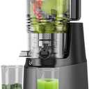 Cold Press Juicer, 5.8" Wide Feed Chute Juice Extractor Machine with 400W, High Juice Yield, Slow Masticating Juicer for Whole Vegetables & Fruits, Grey