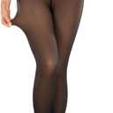 CHRLEISURE Women's Fleece Lined Tights - Fake Sheer Warm Pantyhose Thick Winter Leggings (Medium-Large, Pantyhose Translucent Dark Brown, 300g)