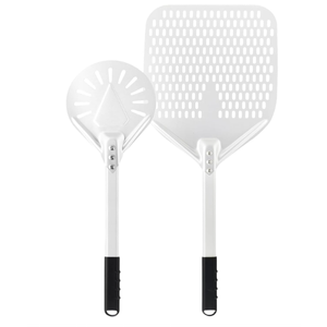 14 Inch + 7 Inch Perforated Pizza Peel Set, Pizza Turning Peel with Metal Handle, Pizza Spatula Paddle for Homemade Pizza Oven Accessories