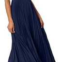 LASPIA Women's Pleated Dress Formal Adjustable Spaghetti Strap Maxi Solid Bridesmaid Evening Party Dresses, Large