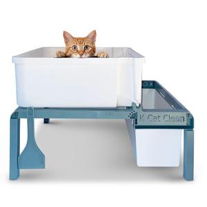 Lift and Sift Cat Litter Box, Sifting Litter Box for Easy Cleaning, Cat Toilet (2 Litter Boxes: 1 Large & 1 Small) with Frame & Scraper - K Cat Clean