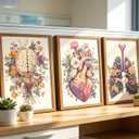 XCDVVAW Stretched Canvas Anatomy Wall Art Set of 3, Floral Human Organ Prints, Vintage Medical Heart Brain Lungs Artwork, Ready to Hang Boho Decor for Nursing School, Doctor Office & Classroom