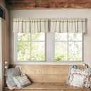 2 Pack Cotton Linen Valance for Windows with Burlap Lace Trim Rustic Farmhouse 12 inch Kitchen Valance Rod Pocket Neutral Short Curtain Topper Window Treatment