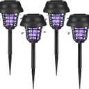 4 Pack Solar Bug Zapper Outdoor Waterproof Mosquito Repellent Outdoor Patio Mosquito Trap & Killer for Moths, Gnats, Flies, Small Flying Insect, Solar Powered Fly Zapper for Backyard, Garden