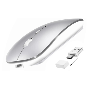 Bluetooth Wireless USB C Mouse for MacBook Air Pro iMac Desktop Laptop, Rechargeable Silent Wireless Mouse Compatible with Surface Pro/Computer/Mac Air/iPad (Silver)