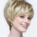 SEVENCOLORS Short Blonde Wigs for White Women Layered Mixed Blond Pixie Cut Wigs with Bangs Synthetic Short Hair Replacement Wigs
