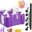 4-in-1 Electric Balloon Pump for All Balloons,Portable Dual Nozzle 600W Air Pump for Balloons,High Power Balloon Blower for Latex Foil 260q Mylar Balloon,Inflation Pool Float and Sports Balls (Violet)