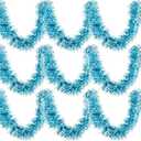 Waydress Christmas Tinsel Garland Xmas Hanging Metallic Shiny Tinsel Wreath Christmas Tree Decor for Home Indoor Outdoor Holiday Party Embellishments (39.4 Feet, Light Blue)