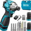 SEESII 16.8V Impact Driver Kit, 1/4" Hex Cordless Impact Driver Set & 22.0Ah Batteries, 150N.m Max Torque(1327 In-lbs) Brushless Power Impact Driver w/ 16Pcs Drill Bits, 0-3300RPM Variable Speed (Blue+black)