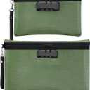 Nezyo Fireproof Safe Money Document Bag with Lock 2 Pcs Notary Journal Waterproof Bag with Zipper for A4 Storage Pouch File Passport Tablet, 14 x 10 Inch and 6.7 x 10 Inch (Green)