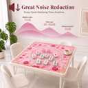 Pink Mahjong Mat for Table & 50PCS Stickers| Carrying Bag, Heavy Floral Mahjong Mats & 2 Dices, Noise Reduction Non Slip Foldable, 31.5x31.5 Game Table Cover, for Playing Card, Board Tile Games