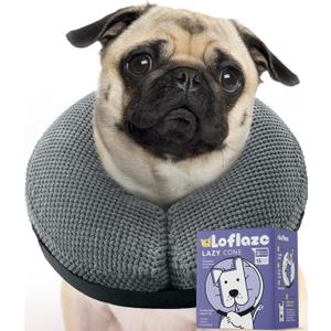 Soft Inflatable Dog Cone Collar Alternative After Surgery - Dog Neck Donut E Collar for Large Dogs Cats Post Surgery - Recovery Collar to Stop Licking - Grey, L