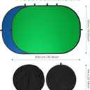 Portable Green Blue Backdrop 5x6.5ft/1.5x2m,2 in 1 Pop Up Collapsible Reversible Background with Carrying Bag for Photography Studio, Video & Live Streaming