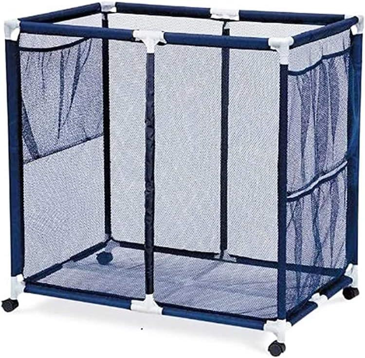 Modern Blue Pool Storage Bin - Extra Large | Perfect Contemporary Nylon Mesh Basket Organizer For Goggles, Beach Balls, Floats, Swim Toys & Accessories | Air Dry Items Quickly & Easily