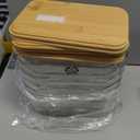 6 Pack Clear Storage Bins with Bamboo Lids - Stackable Pantry Organization and Storage Containers with Handles - 3.7L Large BPA-Free Plastic Organizer for Kitchen, Fridge, Bathroom & Closet