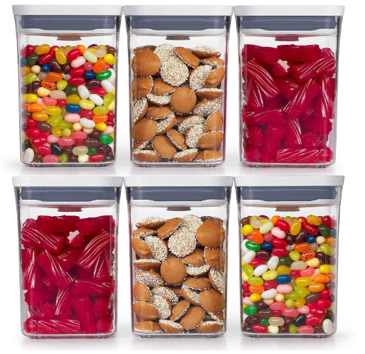 OXO Pop 6pc Baking Airtight Food Storage Container Set: Dishwasher-Safe, Silicone & ABS Lids, White