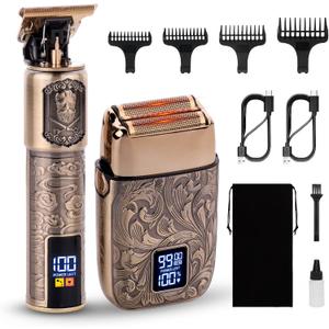 Ufree Foil Shavers Electric Razor for Men, Beard Trimmer Grooming Shaving Kit, Hair Trimmer, Cordless Head Shavers for Bald Men Barber Clippers, Birthday Gifts for Him (Bronze)