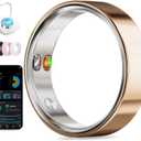 Smart Ring with Vibration Alerts, health tracker ring with Body Temperature Monitor, Heart Rate, Sleep & Fitness Tracking, Waterproof Activity Ring for Men & Women, No App Fees (Rose Gold, 8#)