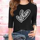 Kids Valentines Day Graphics Tees 3/4 Sleeve Crew Neck Heart Graphics Casual Tee Holiday Matching Tops
