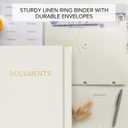 Sturdy Document Organizer Set with Folders - Beautiful Linen 3-Ring Binder Safely Stores All Important Documents & Files in One Place - Easy to Use Expanding Storage Incl. Envelopes, Pockets & Labels