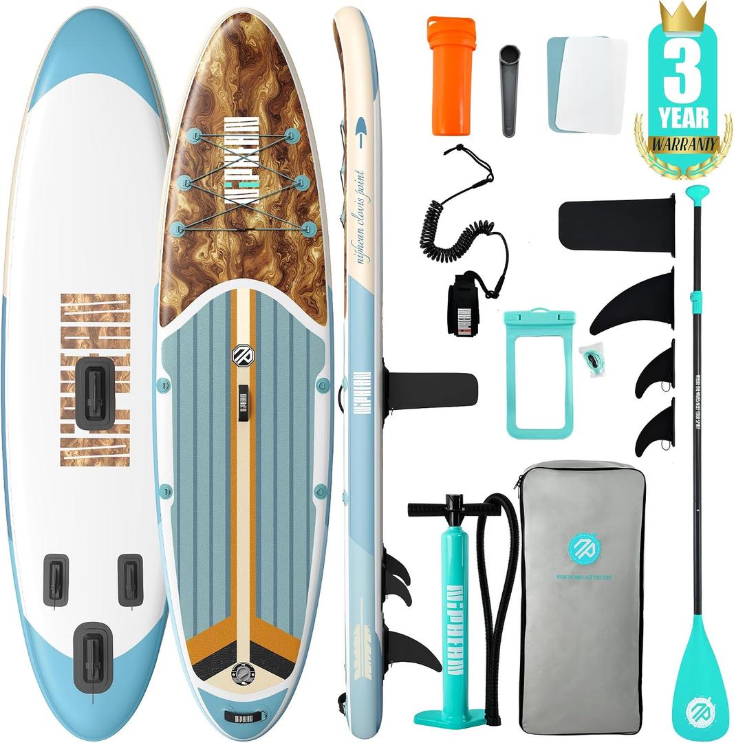 Niphean Inflatable Paddle Board with Accessories 10'6''/12'6'' Stable SUP
450/550 lbs Capacity, Hardshell Stand Up Paddle Board, Adults Youth Beginner, Anti-Slip, Repair Kit, Men Women
