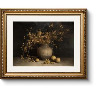 WHASAYART Dry Flower Sketches Vintage Gold Framed Canvas Wall Art 13"x16" | Antique Still Life Flower in Vase Painting Print, Classic Botanical Wall Decor Artwork Living Room Entryway Bedroom Office
