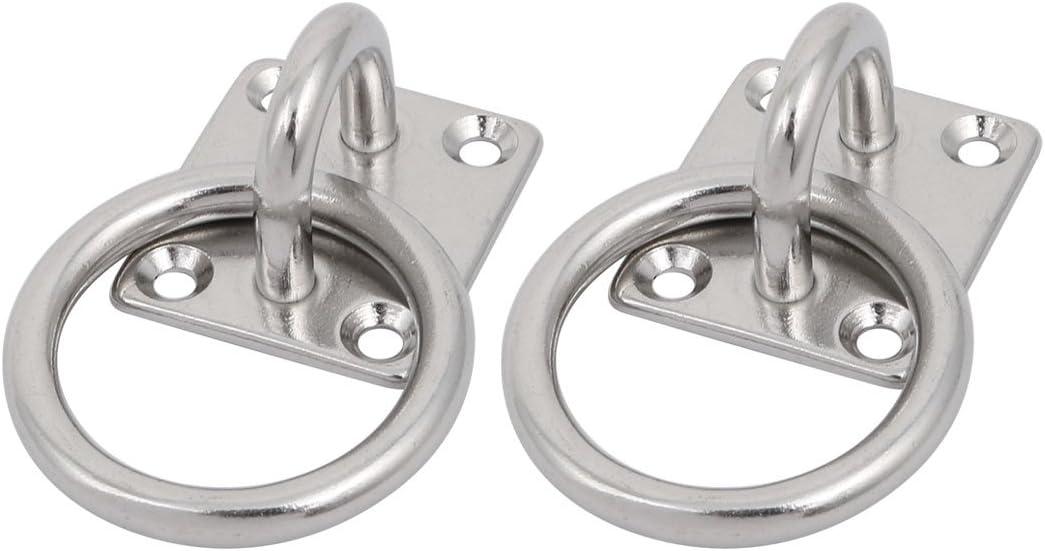 uxcell 304 Stainless Steel 6mm Thickness Ring Square Shape Fixed Pad Eye Plate 2pcs
