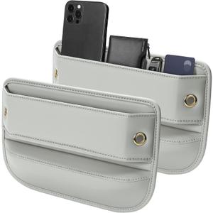 Premium Leather Car Seat Gap Filler Organizer (0.2-1.2" Gaps), Clever Gifts for Car SUV Truck Owners (Beige, 2 Pack)