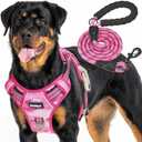 Heavy Duty Tactical Dog Harness for Large Dogs, No Pull Adjustable Pet Harness Reflective Service Training Easy Control Pet Vest Military K9 Working Dog Harnesses-X- Large, Pink Camo