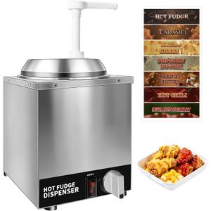Nacho Cheese Dispenser with Pump - 2.6QT Stainless Steel Cheese Warmer, Hot Fudge Warmer Machine with Temperature Control, Commercial Sauce Dispenser for Hot Milk, Hot Fudge, and Caramel