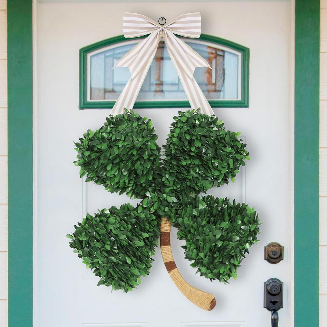 DAZONGE St. Patrick's Day Decorations, St Patricks Day Shamrock Wreath, Lucky Green St. Patrick's Day Door Swag for Fireplace Mantel Walls