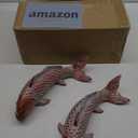 Outdoor Statues Garden Koi Fish Decor, 2pcs Antique Copper Koi Fish Sculpture for Pond Lawn Patio Porch Yard Decor Home House Ornaments, Birthday Gardening Gifts for Grandma Women (Small-10.6 inches Long)