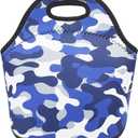 FlowFly Neoprene kids Lunch box Insulated Soft Bag Mini Cooler Thermal Meal Tote Kit for Boys, Girls,Men,Women,School,Work, Office, Blue Camo