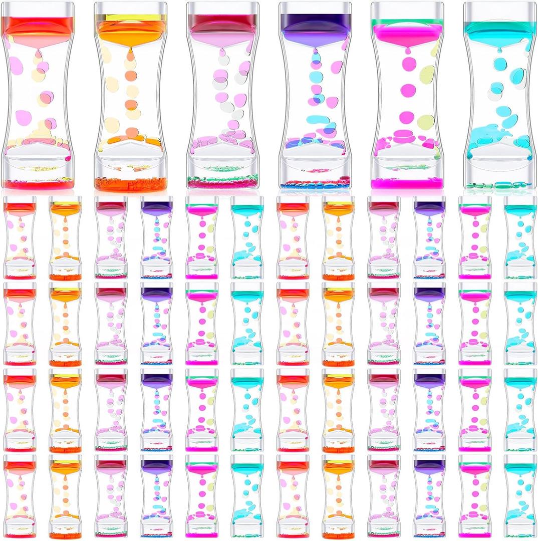 18 Pcs Liquid Motion Bubbler Timer Sensory Fidget Colorful Hourglass Desktop Calming Tool for Autism, Stress Relief, Stocking Stuffers
