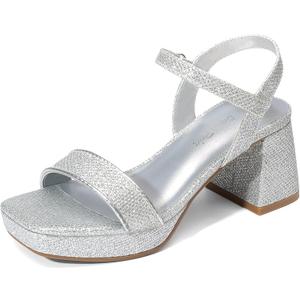 DREAM PAIRS Girls Sandals Open Toe Low Block Chunky Heels Sandals Party Dress Pumps Shoes for Little Big Kid, 4