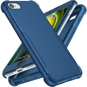 ORETECH Designed for iPhone SE 2020 / SE 2022/7 / 8 Case with 2 x Tempered Glass Screen Protector 360 Fully Protection Hard PC Soft TPU Shockproof Cover for iPhone SE/7/8 4.7" - 'Blue