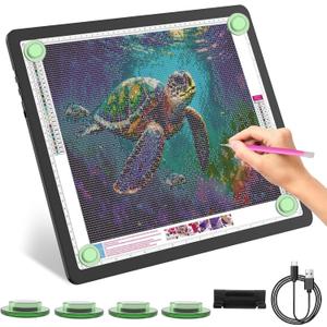 Rechargeable A3 Light Pad for Diamond Painting with 4000mAh Battery,Side Physical Buttons,Diamond Art Light Board,Magnetic Light Pad 13.4x18.2,LED Light Box for Tracing,Drawing,Weeding Vinyl