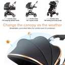 2 in 1 Baby Stroller Newborn Foldable Pushchair Folding High Landscape Infant Carriage,Toddler Pushchair Black Baby Stroller