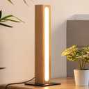 EDISHINE LED Wood Table Lamp, 3-Color Temperature Minimalist Bedside Lamp, Stepless Dimmable & Memory Function, Touch Switch, Square Nightstand Lamp for Bedroom, Living Room, One-Step Installation