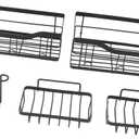 FTVOGUE Shower Caddys, 5 Pack Adhesive Bathroom Shelves No Drilling Wall Mount with Hooks for Shower Organizer Storage in Home Kitchen Dorm RV