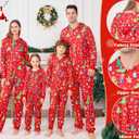 ANGELGGH Family Matching Christmas Onesie Pajamas, Vacation Cute Printed One Piece Pajamas, Xmas Hooded Holiday Sleepwear (Red, L)