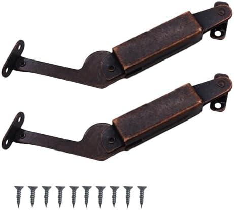MC MEICHUANG Spring Lid Support Hinges Iron Hinge Support with Soft Close for Wooden Box, Cabinet Door, Left + Right