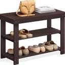 SONGMICS Shoe Rack Bench, 3-Tier Bamboo Shoe Storage Organizer, Entryway Bench, Holds Up to 286 lb, 11.3 x 27.6 x 17.8 Inches, for Entryway Bathroom Bedroom, Brown ULBS04Z