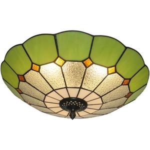 Tiffany Style Ceiling Light 16 Inch 3-Lights Stained Glass Flush Mount Ceiling Light for Bedroom Dining Room Living Room
