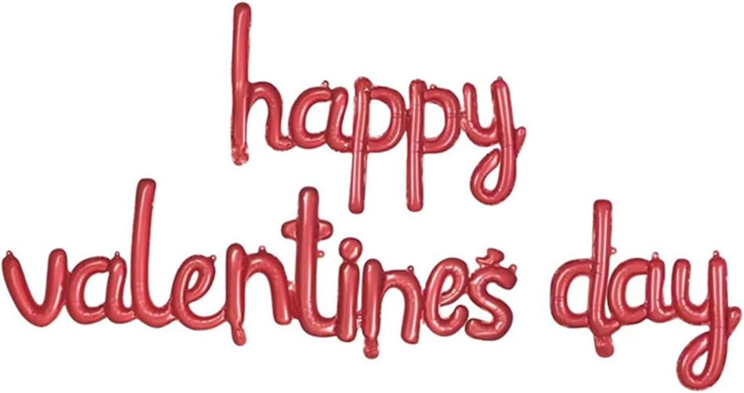 Dzrige Happy Valentines Day Balloon Banner Valentines Day Foil Balloons Red Happy Valentines Day Letters Balloons Kit for Valentines Day Wedding Anniversary Engagement Party Home Decoration