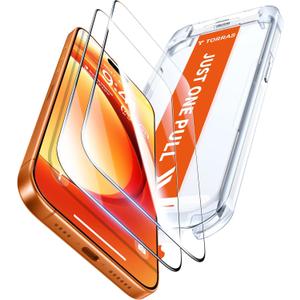 TORRAS Unbreakable for iPhone 17 Pro Screen Protector, 9H+ MilitaryGrade,12 FT Shatterproof, Aerospace Tempered Glass 2 Pack  Full Coverage, AntiScratch, BubbleFree, Easy Installation,6.3 inch