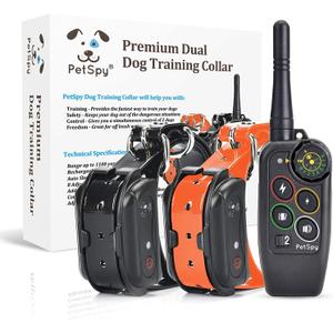 PetSpy M686 Premium Dog Training Shock Collar, 1100 Yards, Medium to Large Dogs, with Vibration, Electric Shock and Beep, Waterproof, Remote Trainer (Two Dogs)