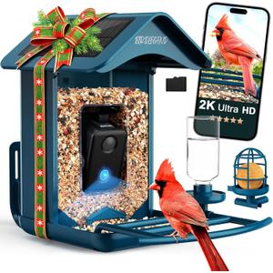 BIRDLEGEND Bird Feeder with Camera Solar Powered, 2K Portrait Live Free AI Forever Instant Arrival Alerts with 64GB Card, Smart Camera Birds Feeders Wireless Outdoor Gift for Bird Lover, 2.4G WiFi