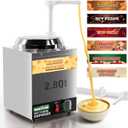 WantJoin Nacho Cheese Dispenser with Pump,2.8Qt Nacho Cheese Warmer,Stainless Steel Hot Fudge Warmer W/5-Level Temperature Adjustment,Commercial Hot Fudge Dispenser for Hot Fudge Cheese Caramel (Silver)