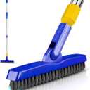 ITTAR Grout Brush with Long Adjustable Handle, Swivel Scrub Brush, V-Shape Grout Line Scrubber with Stiff Bristle for Deep Cleaning Tile Grout, Shower, Kitchen, Hard-to-Reach Corners